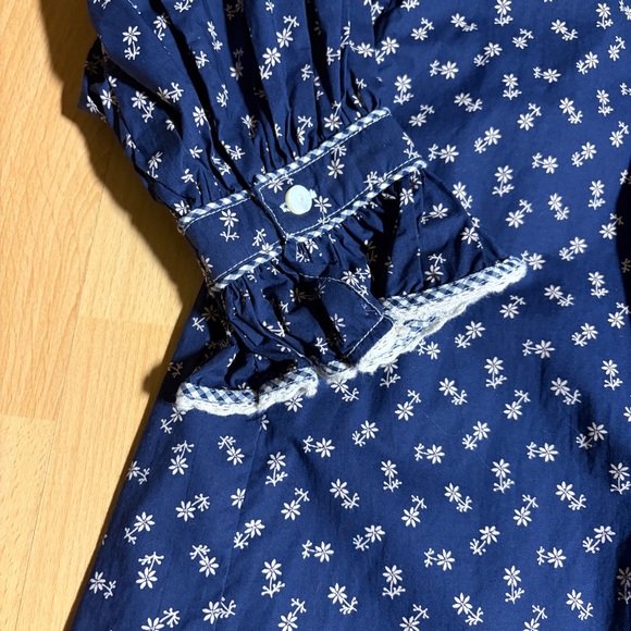Doen Beatrice Navy and White Floral Mini Dress Cotton Poplin - Picture 7 of 14